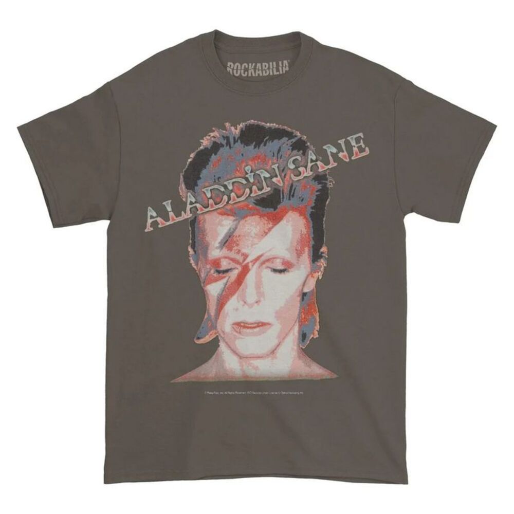 David Bowie Unisex Adult Aladdin Sane Cotton T-Shirt / Charcoal Grey